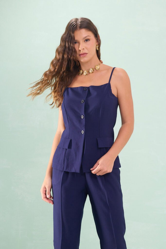 Colete Alça Com Botões Alfaiataria