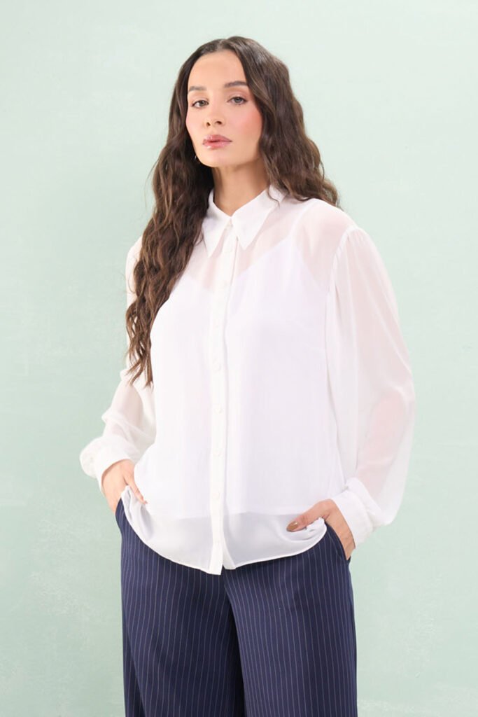 Camisa Com Punho Chiffon