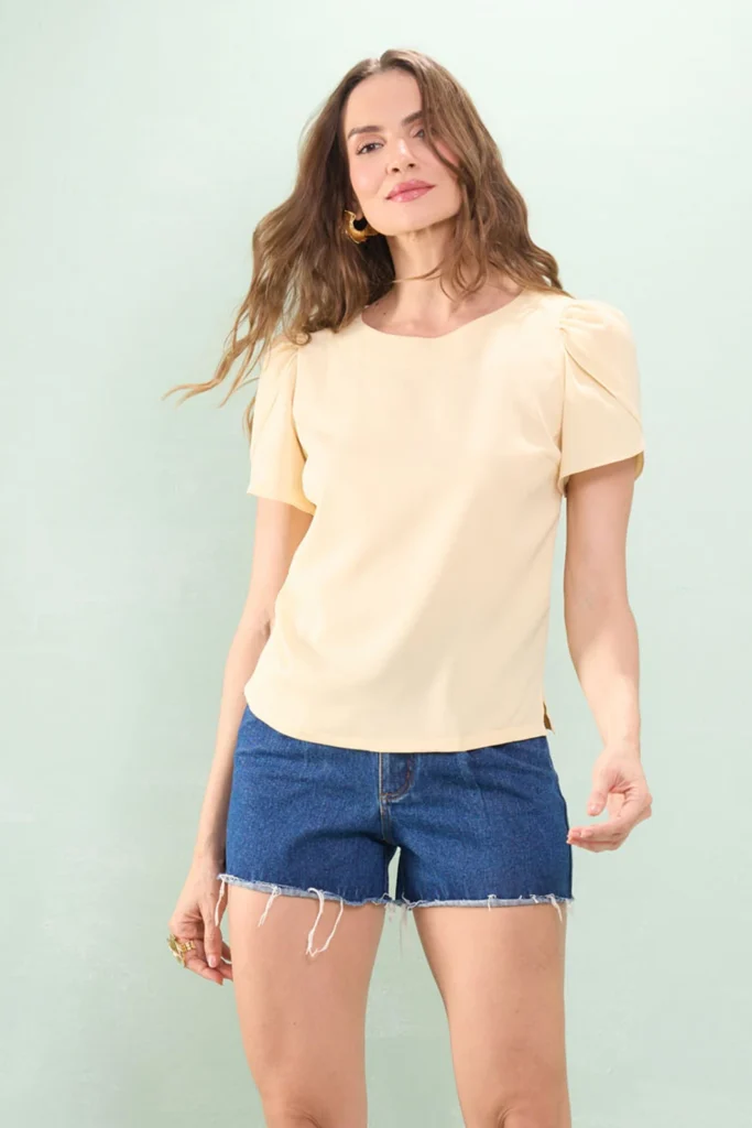 Blusa Manga Tulipa Crepe