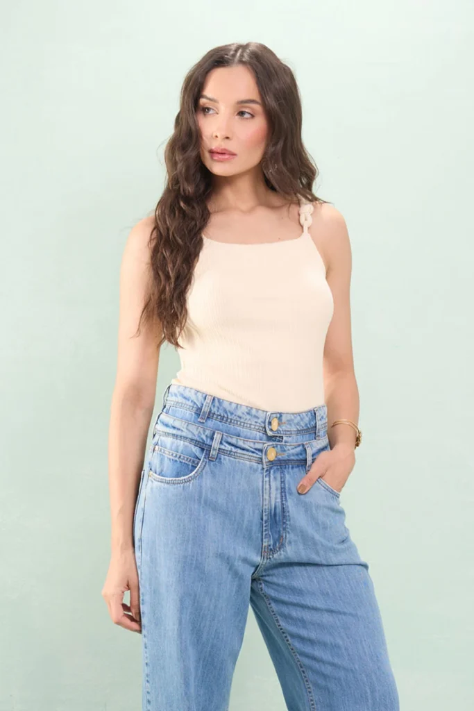 Blusa Alça Com Nó Canelado